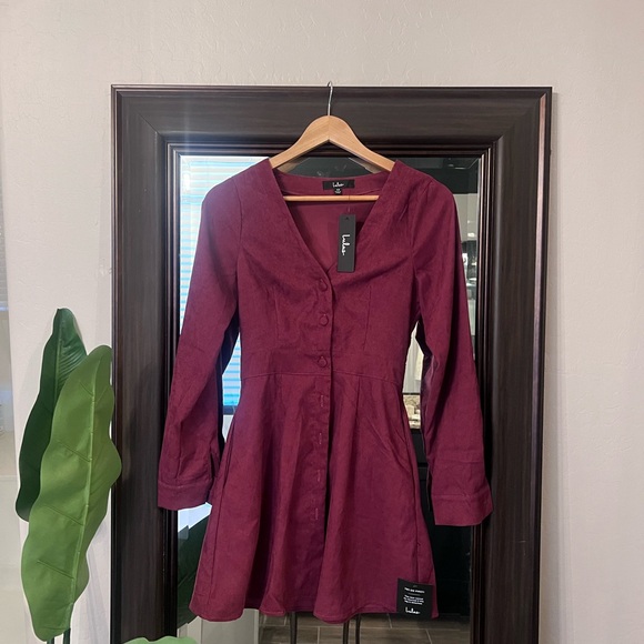 LULUS Everyday Adoration Plum Purple Corduroy Mini Dress With Pockets - Picture 4 of 5